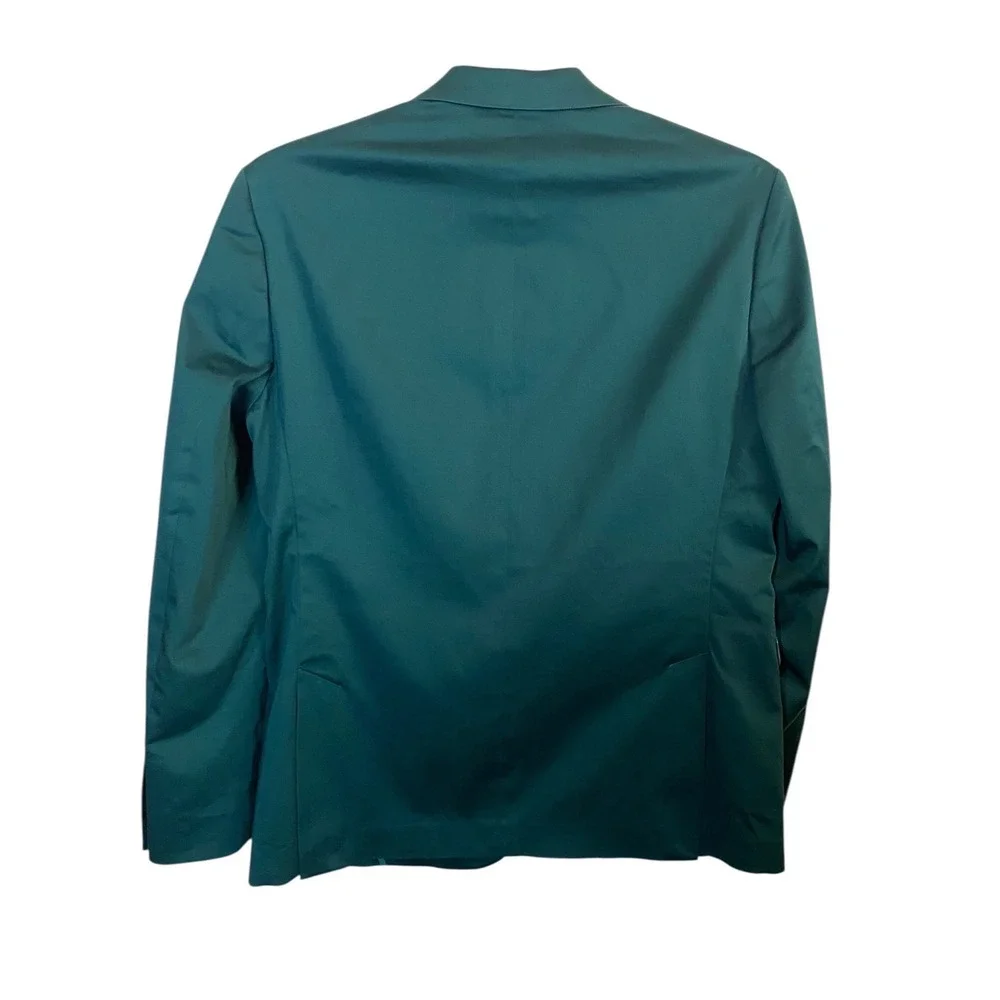 Murano Mens Slim Fit Green Satin Finish Blazer Sport Coat Size 38 R Cotton Blend